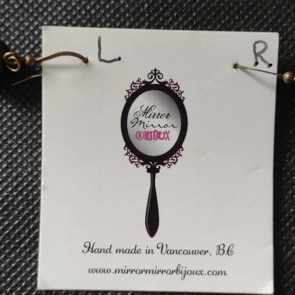 Pierced Earrings NWT Dangling Bats with Aurora Borealis Beads - Picture 2 of 4